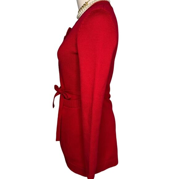 POSSE Sabrina Long Sleeve Cardigan Ruby in Red classic knit holiday size 0 XXS - Picture 8 of 16